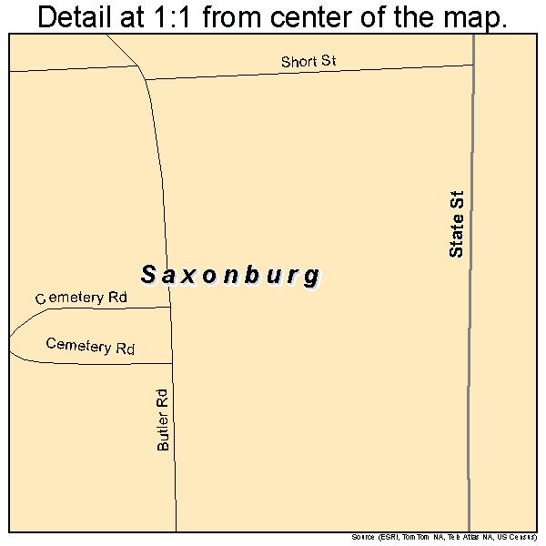 Saxonburg, Pennsylvania road map detail