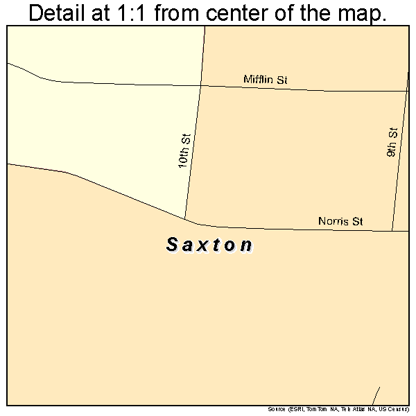 Saxton, Pennsylvania road map detail