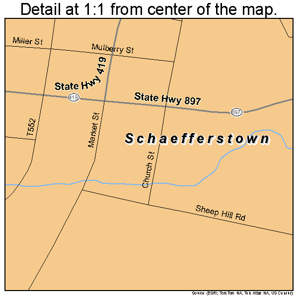 Schaefferstown, Pennsylvania road map detail