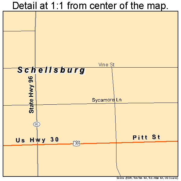 Schellsburg, Pennsylvania road map detail