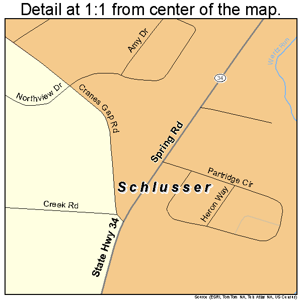 Schlusser, Pennsylvania road map detail