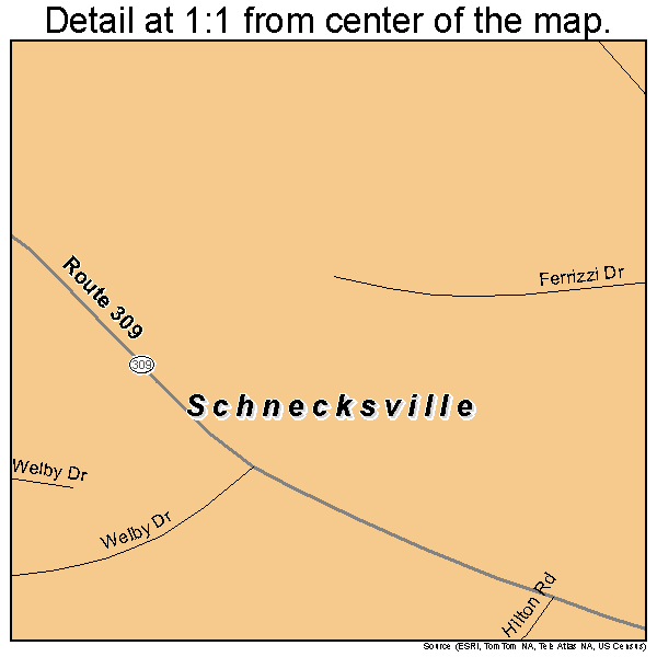 Schnecksville, Pennsylvania road map detail