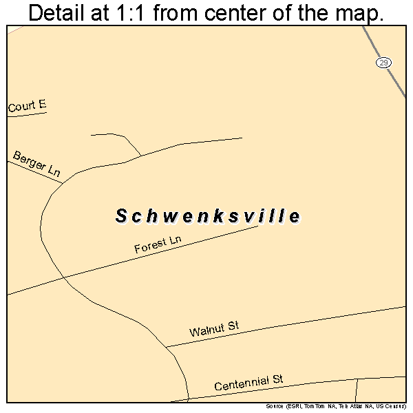 Schwenksville, Pennsylvania road map detail
