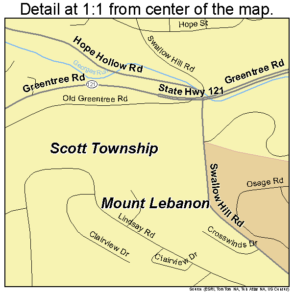 Scott Township, Pennsylvania road map detail