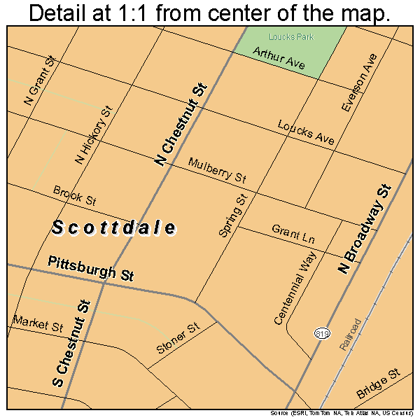 Scottdale, Pennsylvania road map detail