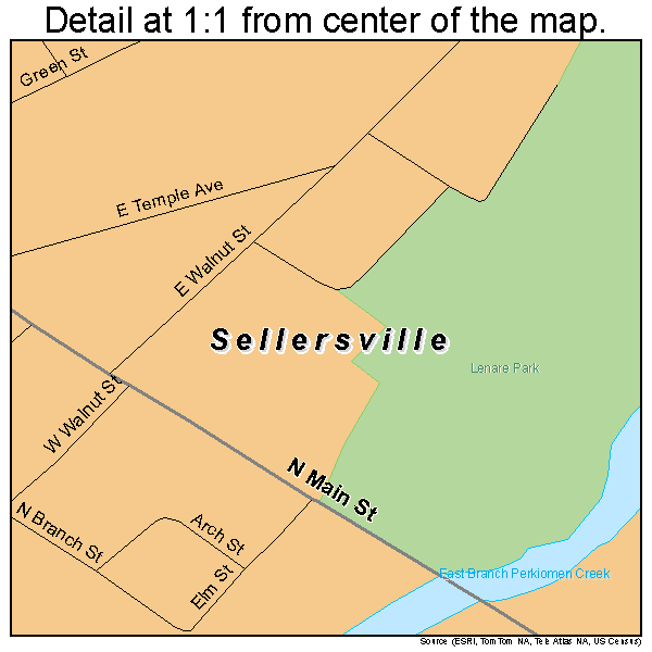 Sellersville, Pennsylvania road map detail