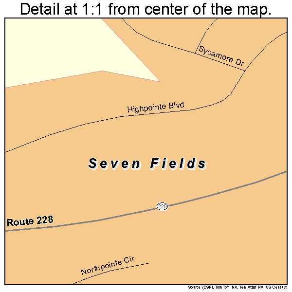 Seven Fields, Pennsylvania road map detail
