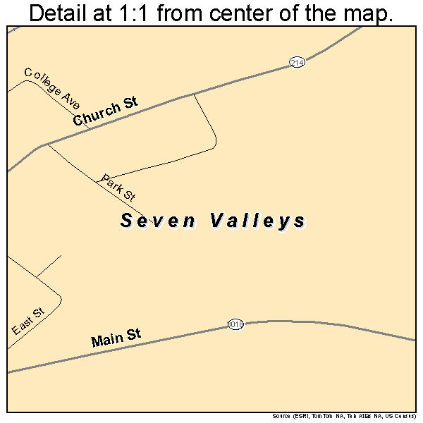 Seven Valleys, Pennsylvania road map detail