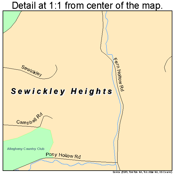 Sewickley Heights, Pennsylvania road map detail