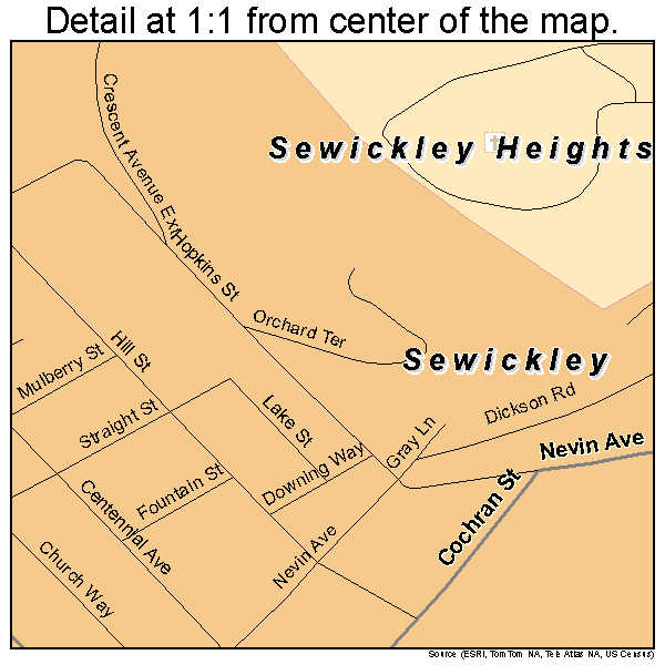 Sewickley, Pennsylvania road map detail