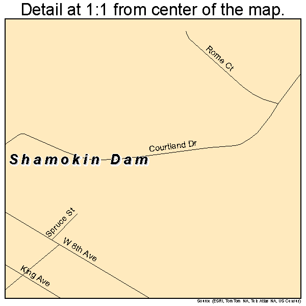 Shamokin Dam, Pennsylvania road map detail
