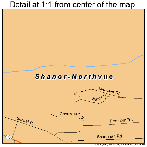 Shanor-Northvue, Pennsylvania road map detail