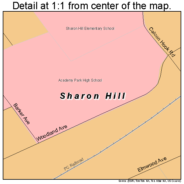Sharon Hill, Pennsylvania road map detail