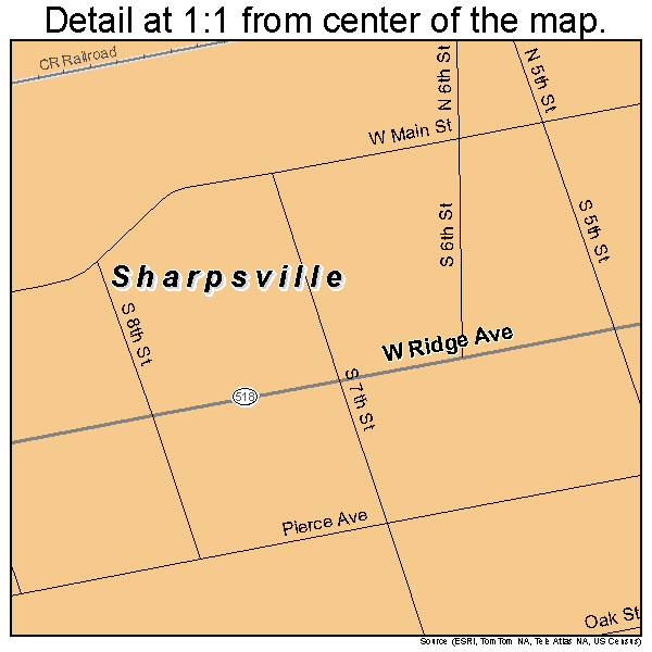 Sharpsville, Pennsylvania road map detail
