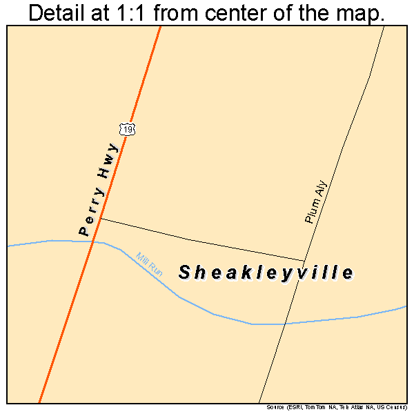 Sheakleyville, Pennsylvania road map detail