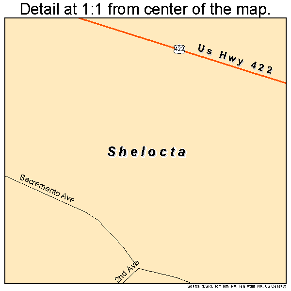 Shelocta, Pennsylvania road map detail
