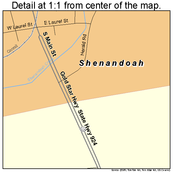 Shenandoah, Pennsylvania road map detail