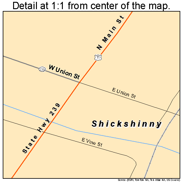 Shickshinny, Pennsylvania road map detail