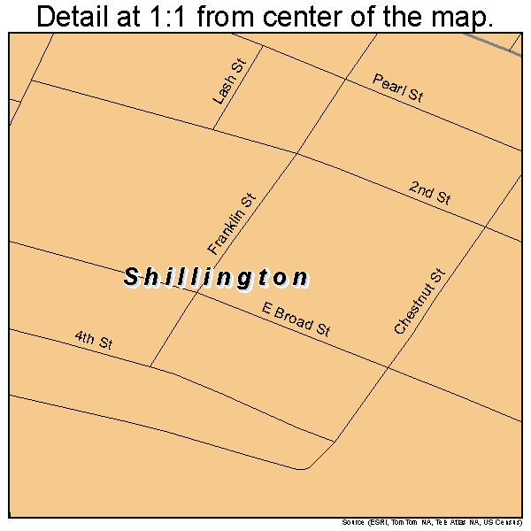 Shillington, Pennsylvania road map detail