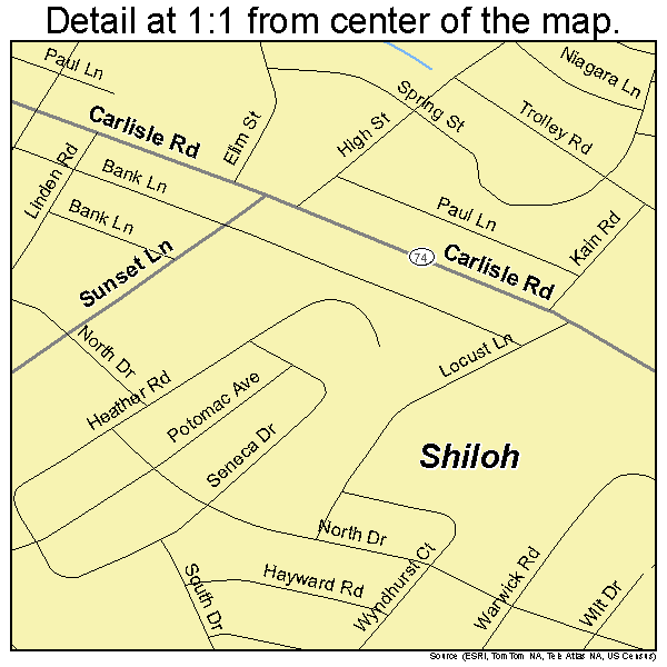 Shiloh, Pennsylvania road map detail