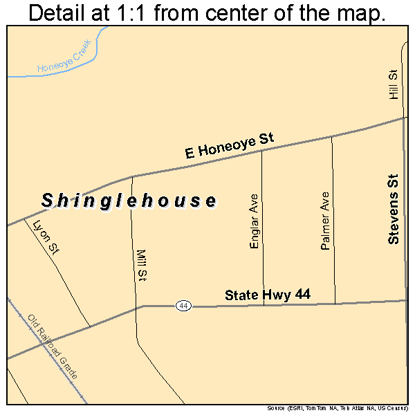 Shinglehouse, Pennsylvania road map detail
