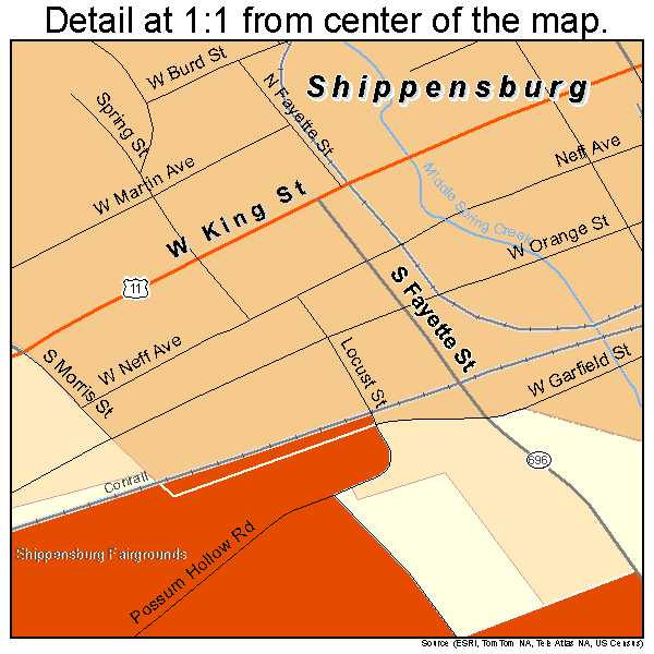 Shippensburg, Pennsylvania road map detail