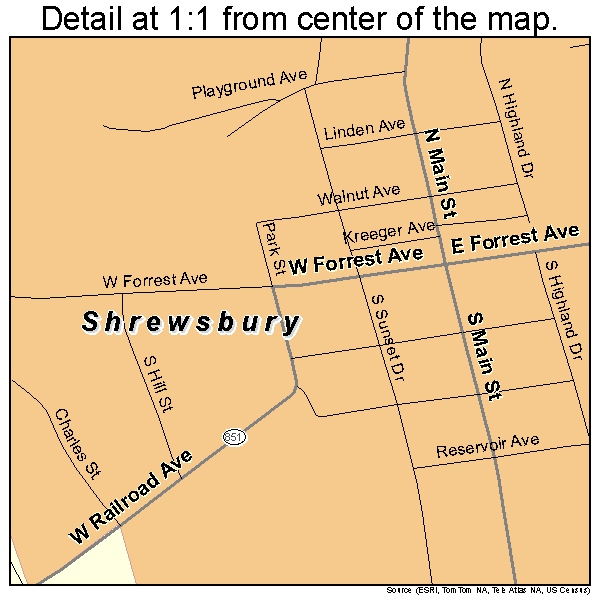 Shrewsbury, Pennsylvania road map detail