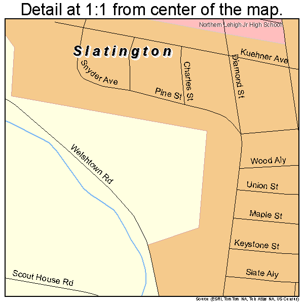 Slatington, Pennsylvania road map detail