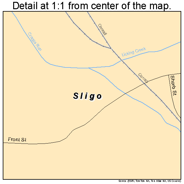 Sligo, Pennsylvania road map detail