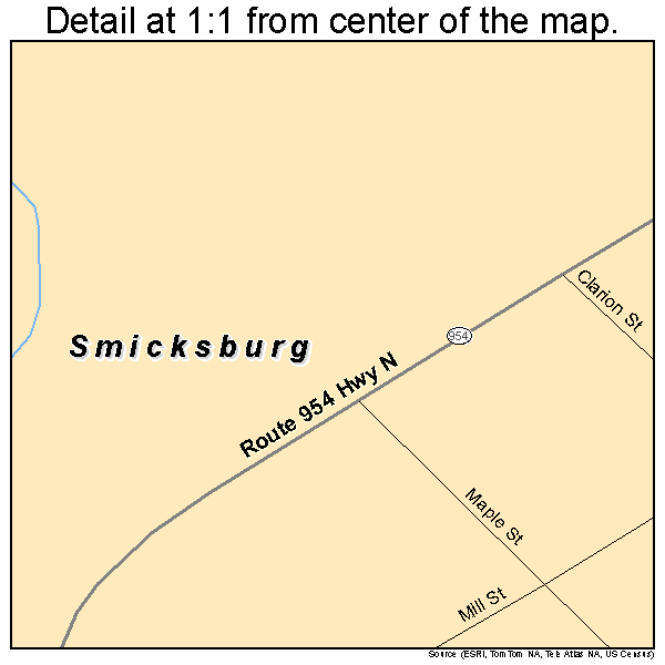 Smicksburg, Pennsylvania road map detail