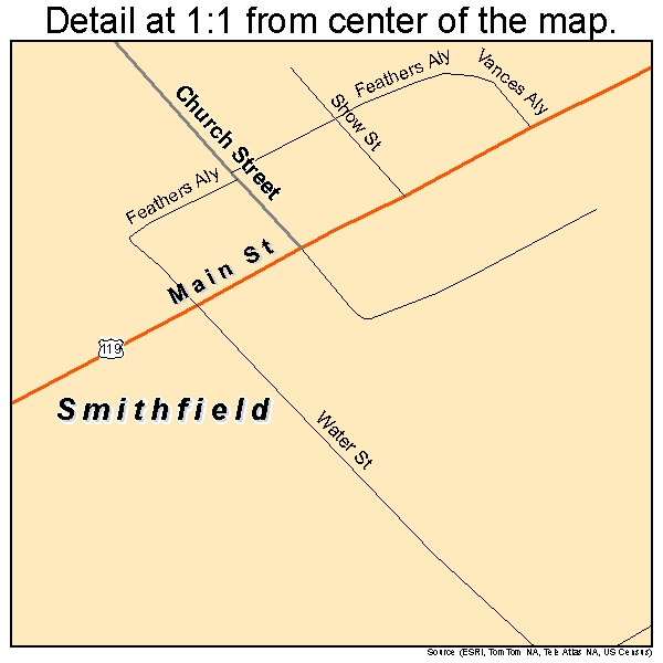 Smithfield, Pennsylvania road map detail