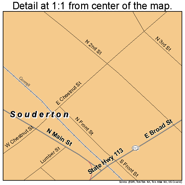 Souderton, Pennsylvania road map detail