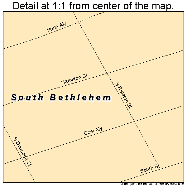 South Bethlehem, Pennsylvania road map detail