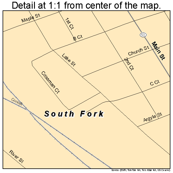 South Fork, Pennsylvania road map detail