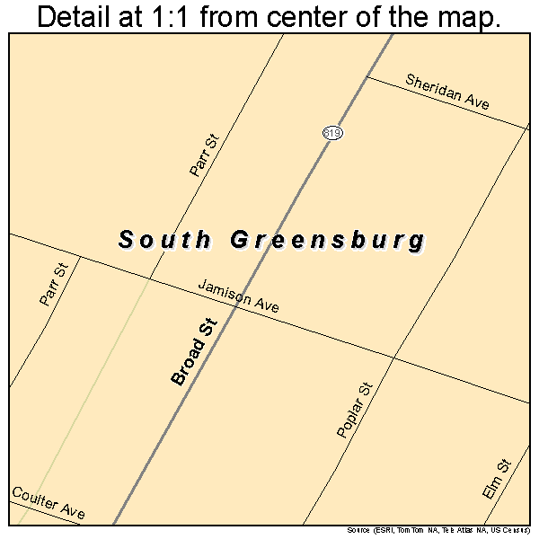 South Greensburg, Pennsylvania road map detail