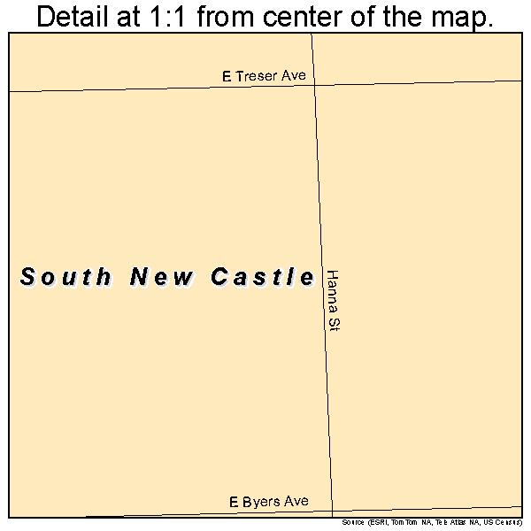 South New Castle, Pennsylvania road map detail