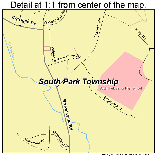 South Park Township, Pennsylvania road map detail