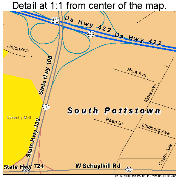 South Pottstown, Pennsylvania road map detail