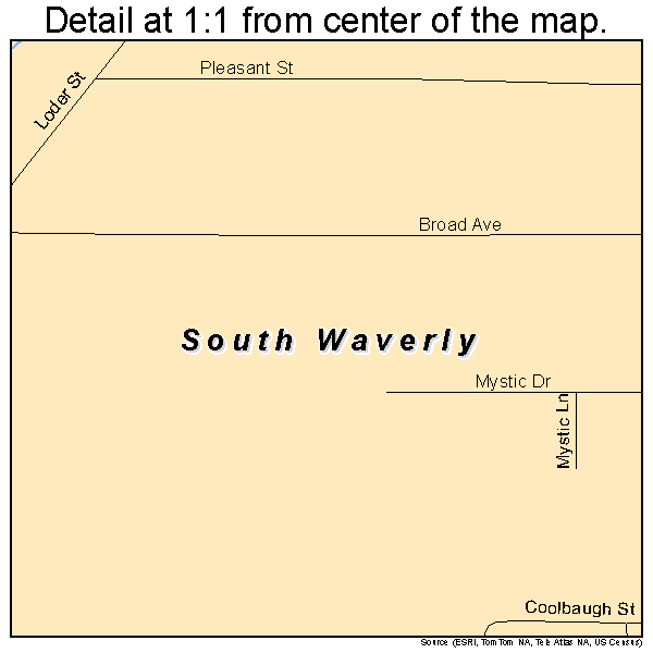 South Waverly, Pennsylvania road map detail