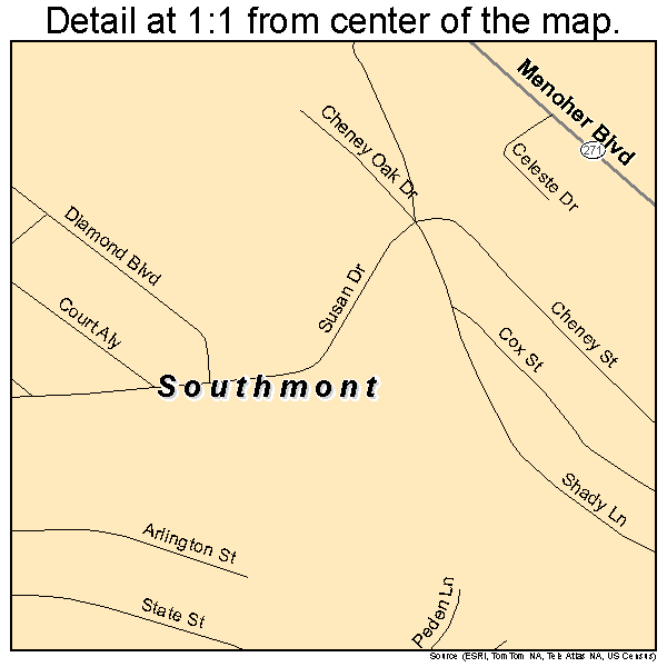 Southmont, Pennsylvania road map detail