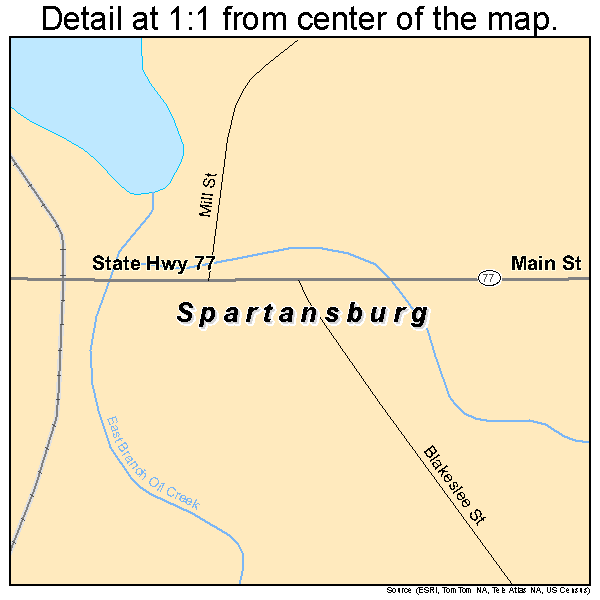 Spartansburg, Pennsylvania road map detail
