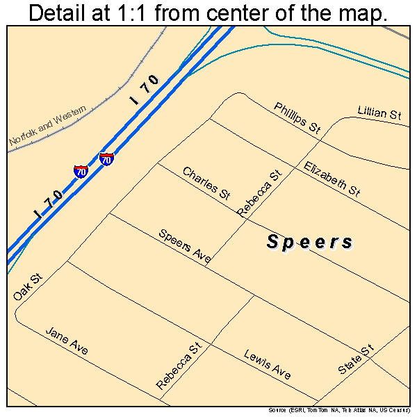 Speers, Pennsylvania road map detail