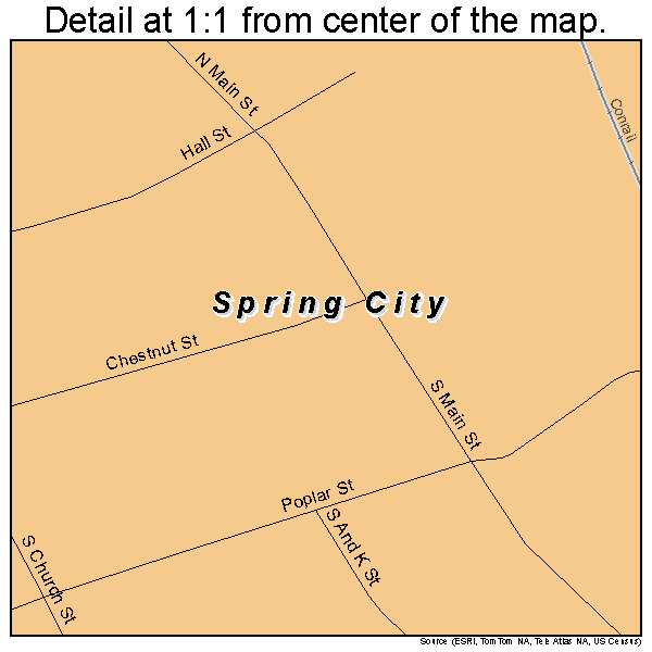 Spring City, Pennsylvania road map detail