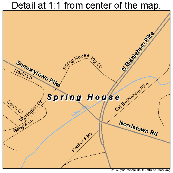 Spring House, Pennsylvania road map detail