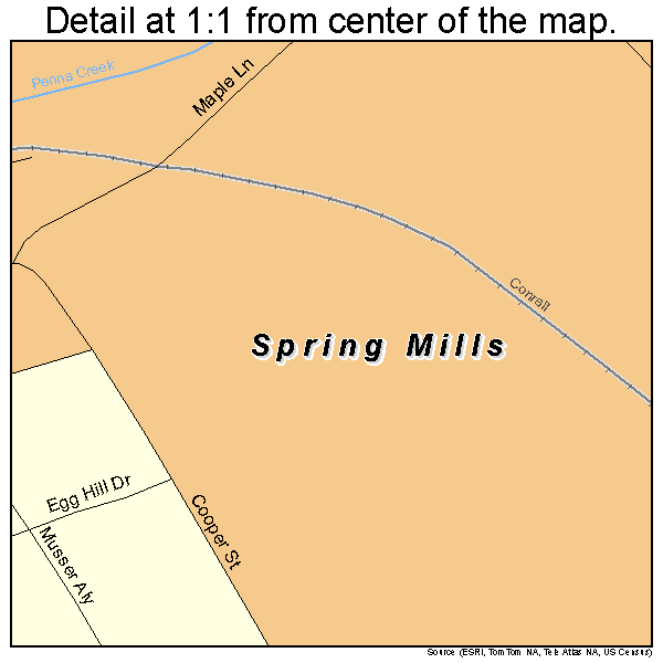 Spring Mills, Pennsylvania road map detail