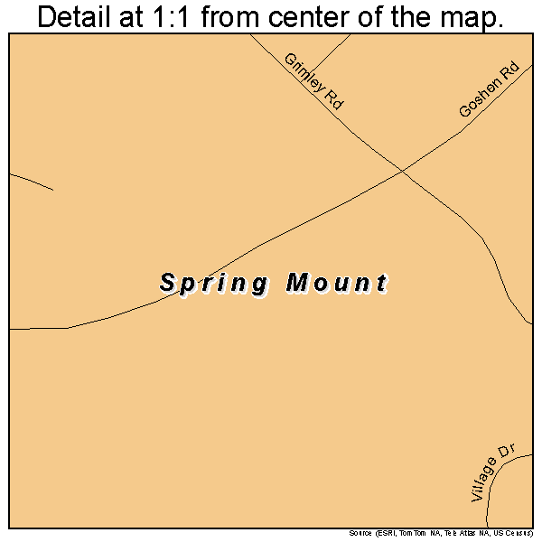 Spring Mount, Pennsylvania road map detail