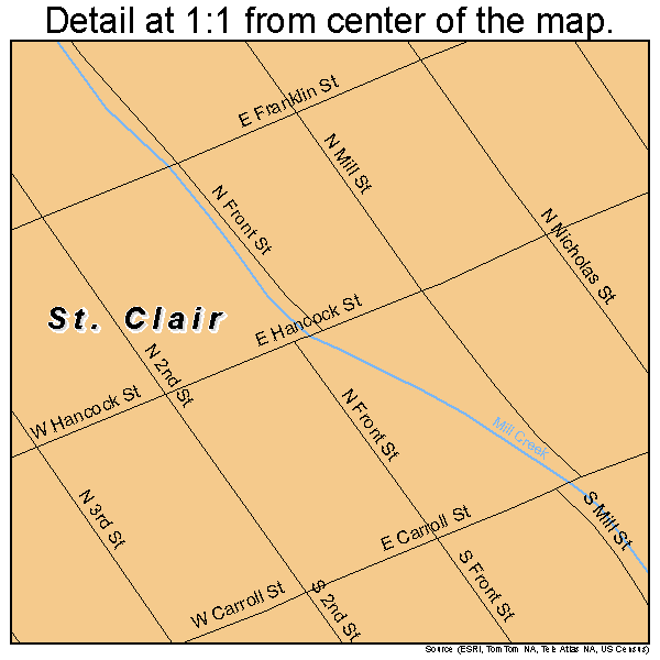 St. Clair, Pennsylvania road map detail