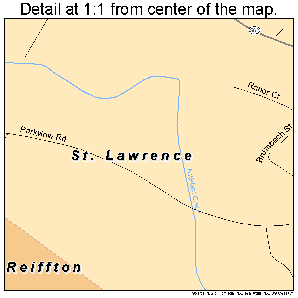 St. Lawrence, Pennsylvania road map detail