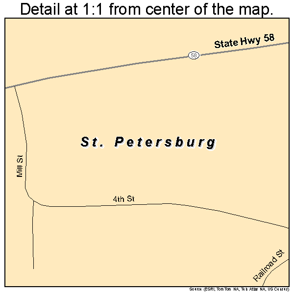 St. Petersburg, Pennsylvania road map detail