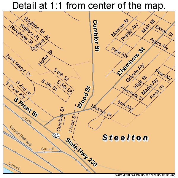 Steelton, Pennsylvania road map detail